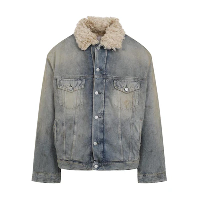 Acne Studios Faded Collar Button-Up Straight Long Sleeve Jacket Blue C90172-AUZ