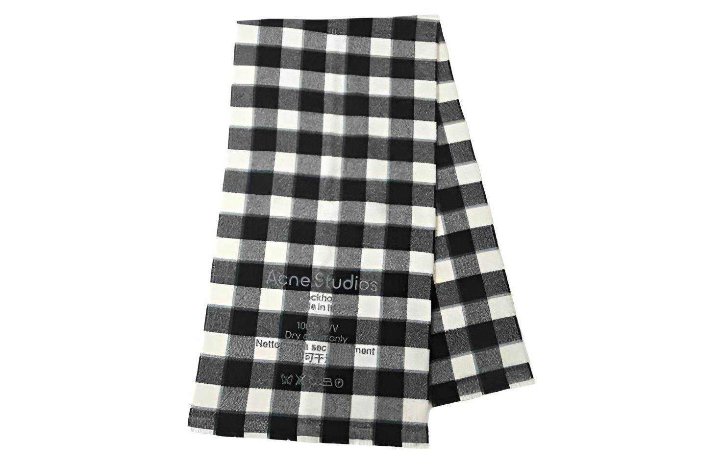 Shop Acne Studios Musim Luruh/Sejuk Selendang Bulu Unisex Hangat Rajutan Bulu CA0155-BAN-BLK