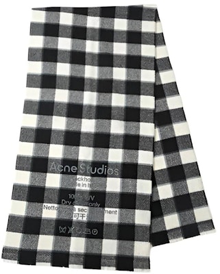 Acne Studios 秋冬格紋羊毛圍巾 男女適用保暖針織羊毛圍巾 CA0155-BAN-BLK Shop Acne Studios 秋冬格紋羊毛圍巾 男女適用保暖針織羊毛圍巾 CA0155-BAN-BLK