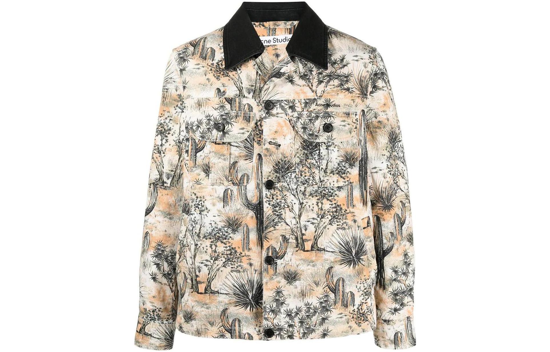 Acne Studios Floral Print Colorblock Long Sleeve Jacket B90518-AE1