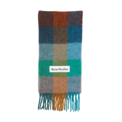 Acne Studios Fringe Trim Checkered Alpaca Wool Scarf Unisex Multi-color CA0084-DL4