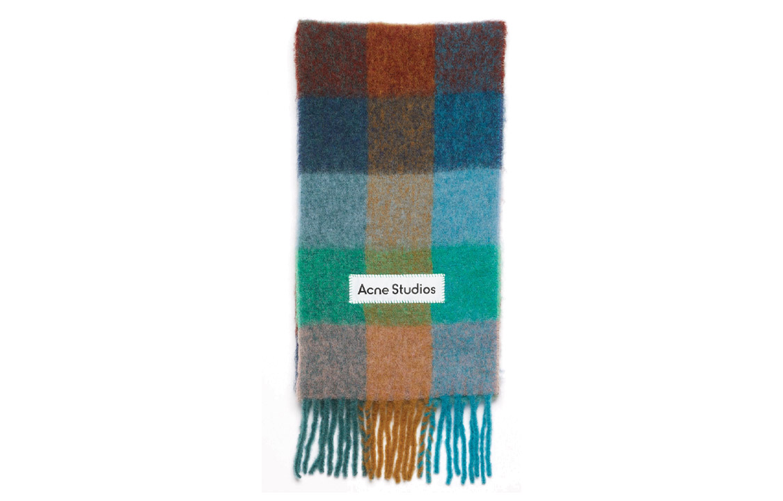 Acne Studios Fringe Trim Checkered Alpaca Wool Scarf Unisex Multi-color CA0084-DL4 圖 2