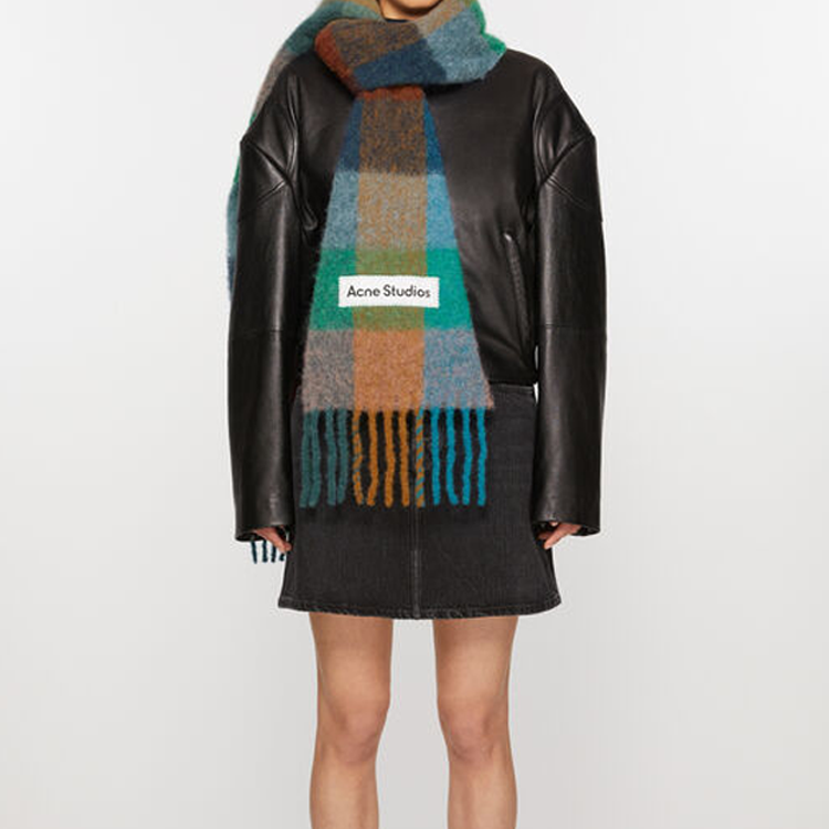 Acne Studios Fringe Trim Checkered Alpaca Wool Scarf Unisex Multi-color CA0084-DL4 圖 3