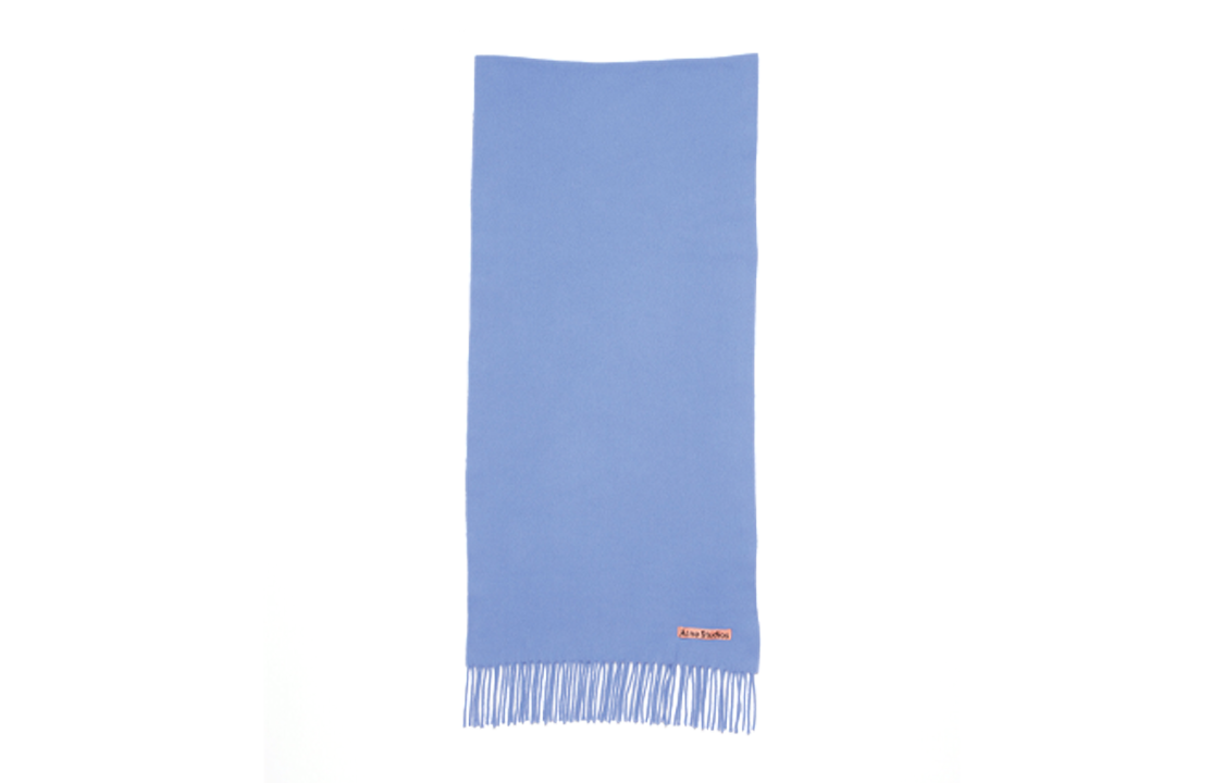 Acne Studios Fringed Logo Wool Scarf Unisex Couples - Blue. CA0210-DL2