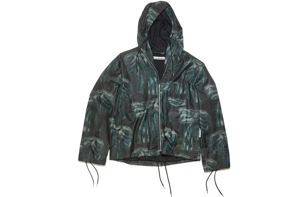 Acne Studios Full-Print Zip Hoodie Jacket Men’s Deep Navy B90691-DCF