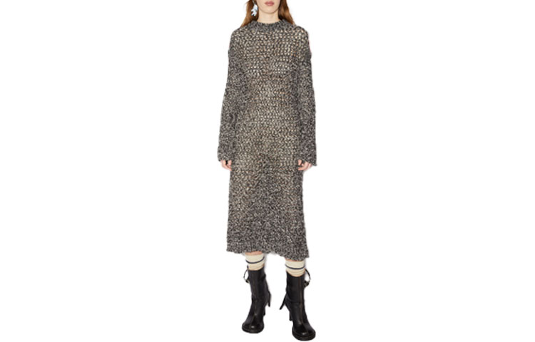 Order 아크네 스튜디오 FW21 블랙 캐주얼 니트 롱슬리브 컷아웃 드레스. A20333-J83