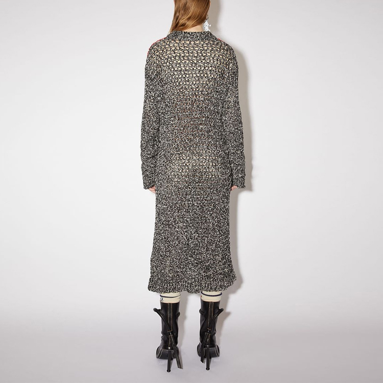 Shop 아크네 스튜디오 FW21 블랙 캐주얼 니트 롱슬리브 컷아웃 드레스. A20333-J83