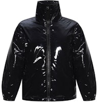 Acne Studios FW21 Black Glossy Cotton Jacket with Face Patch Unisex C90066-900 Acne Studios FW21 Black Glossy Cotton Jacket with Face Patch Unisex C90066-900