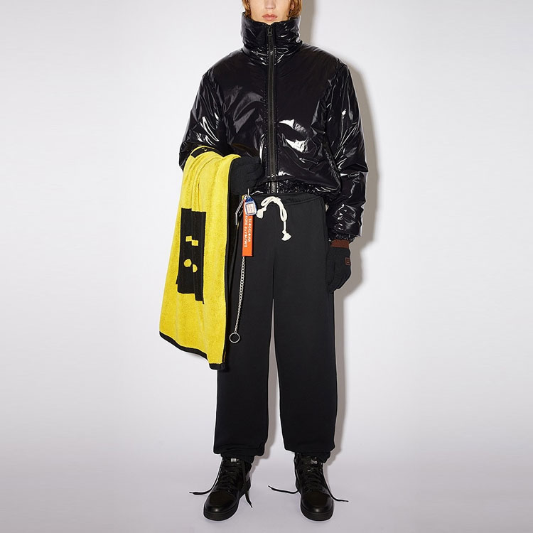 Lookbook Acne Studios FW21 Black Glossy Cotton Jacket with Face Patch Unisex C90066-900