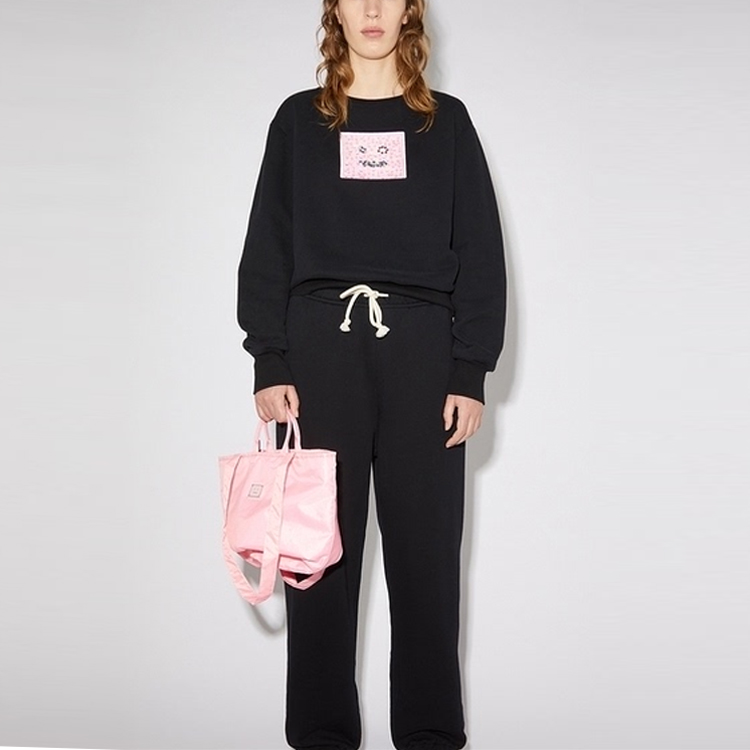 Shop Acne Studios 黑色标志休闲运动裤 秋冬21款 男女同款 CK0038-900