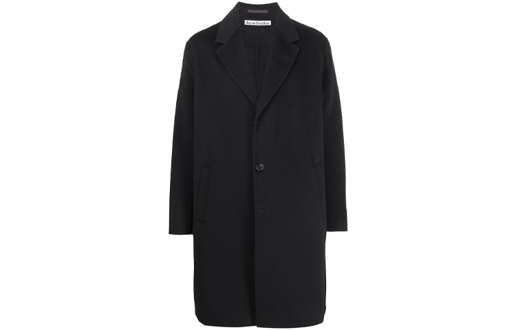 Acne Studios FW21 Black Single-Breasted Mid-Length Coat with Notched Lapel B90412-900