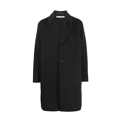 Acne Studios FW21 Black Single-Breasted Mid-Length Coat with Notched Lapel B90412-900