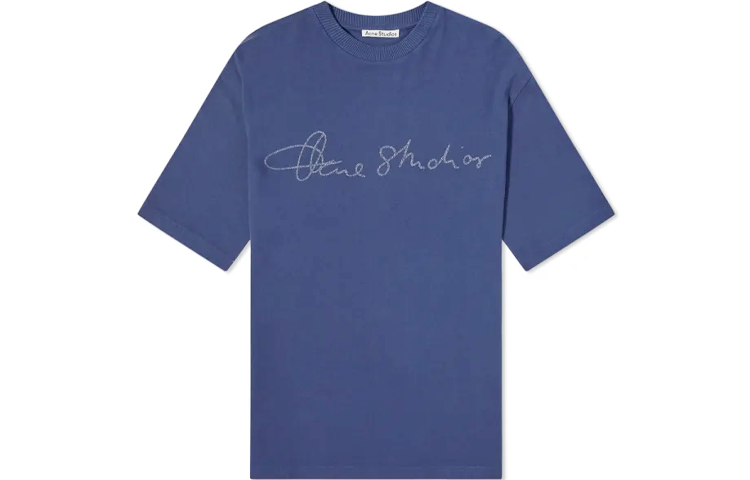Acne Studios FW21 Blue Cotton Crewneck T-Shirt Short Sleeve BL0280-135