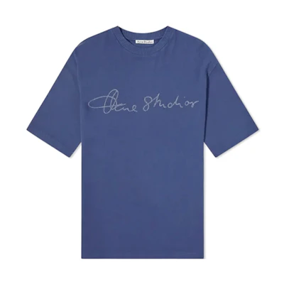 Acne Studios FW21 Blue Cotton Crewneck T-Shirt Short Sleeve BL0280-135