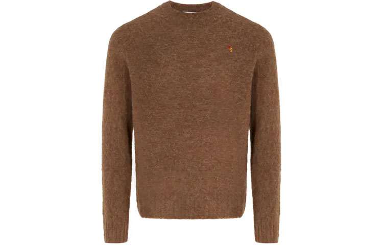 Acne Studios FW21 Brown Wool Pullover Sweater with Logo Embroidery B60208-ADN