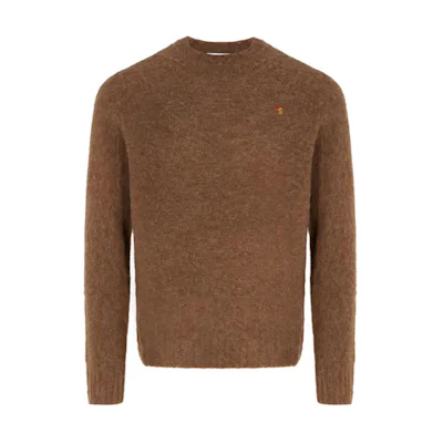 Acne Studios FW21 Brown Wool Pullover Sweater with Logo Embroidery B60208-ADN