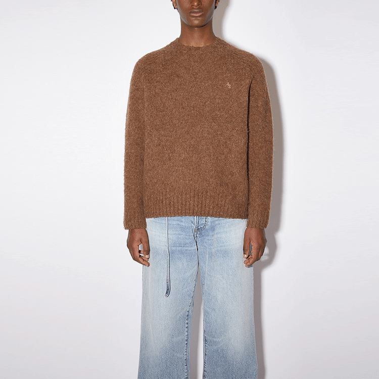 Lookbook Acne Studios FW21 棕色羊毛刺繡Logo針織毛衣 B60208-ADN