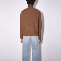 Shop Acne Studios FW21 Brown Wool Pullover Sweater with Logo Embroidery B60208-ADN