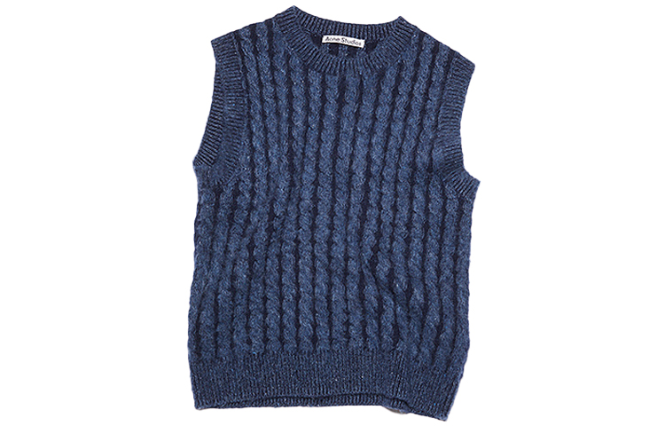 Acne Studios FW21 Cable Knit Wool Sleeveless Sweater Vest Men’s Blue B60199-AUZ