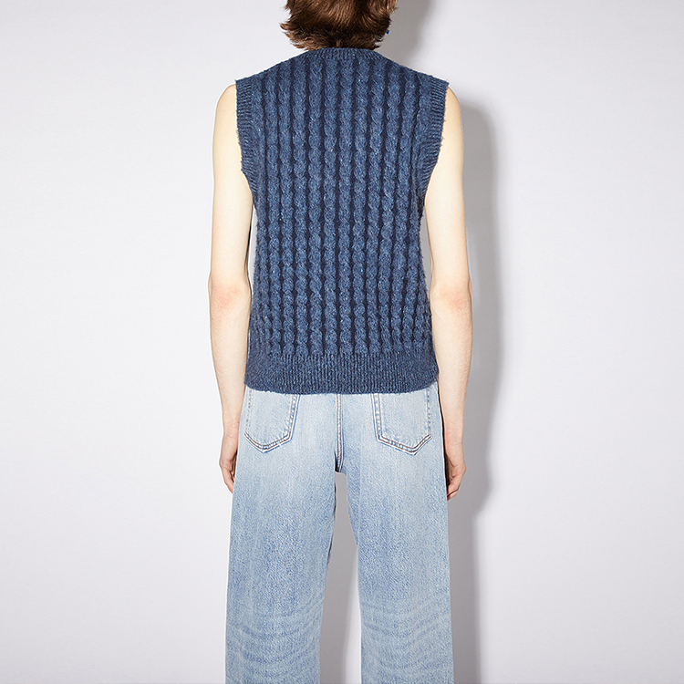 Shop 아크네 스튜디오 FW21 케이블 니트 울 민소매 스웨터 베스트 남성 블루 B60199-AUZ