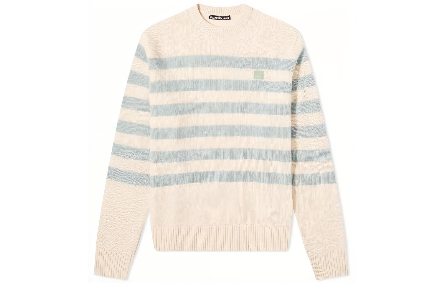 Acne Studios FW21 Classic Striped Wool Sweater Mint Green Unisex Pullover. C60041-AMR