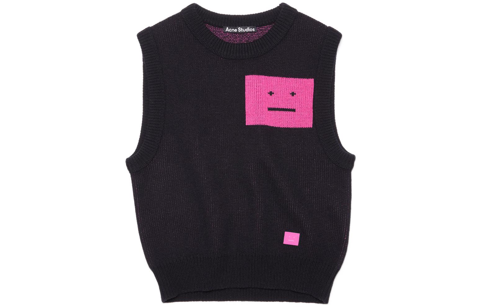 Acne Studios FW21 Contrast Logo Knit Wool Vest Unisex - Black C60044-CSN