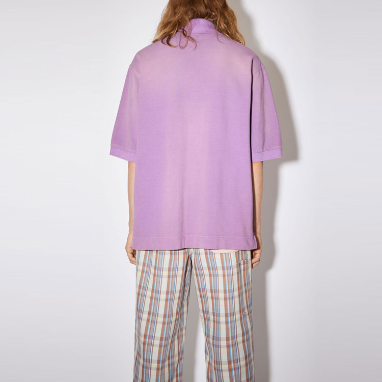 Shop 아크네 스튜디오 FW21 크로스 스티치 로고 자수 퍼플 폴로 셔츠 BL0271-BRG