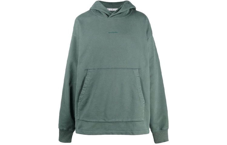 Acne Studios FW21 Distressed Logo Hoodie Sage Green BI0139-AB0