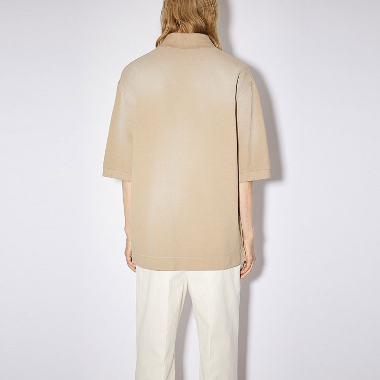 Purchase Acne Studios FW21 Kemeja Polo Lengan Pendek Lelaki Coklat Gelap Distressed. BL0271-ADV