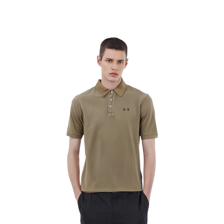 Sizing Acne Studios FW21 Kemeja Polo Lengan Pendek Lelaki Coklat Gelap Distressed. BL0271-ADV