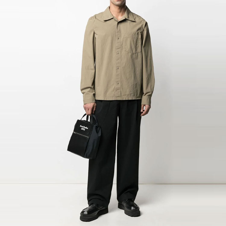 Lookbook Acne Studios FW21 刺繡Logo棕色素面襯衫 BB0343-ADY