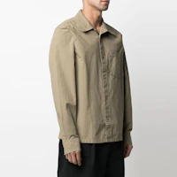 Shop Acne Studios FW21 刺绣LOGO纯色衬衫棕色 BB0343-ADY