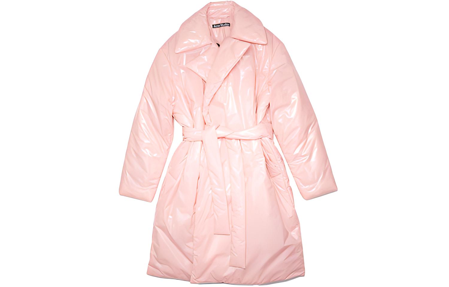 Acne Studios FW21 Glossy Face Patch Long Puffer Jacket Pink Unisex. C90073-AD1