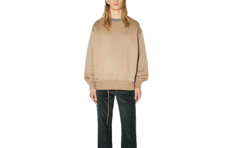 Acne Studios FW21 Logo Ribbed Crewneck Pullover Sweatshirt Khaki FN-MN-SWEA000257