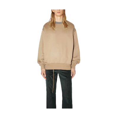 Acne Studios FW21 Logo Ribbed Crewneck Pullover Sweatshirt Khaki FN-MN-SWEA000257