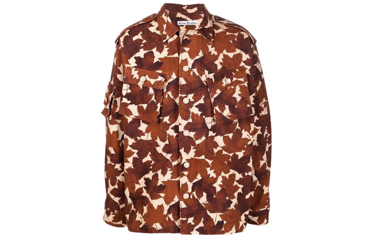 Acne Studios FW21 Maple Leaf Print Casual Jacket Red B90547-BUT