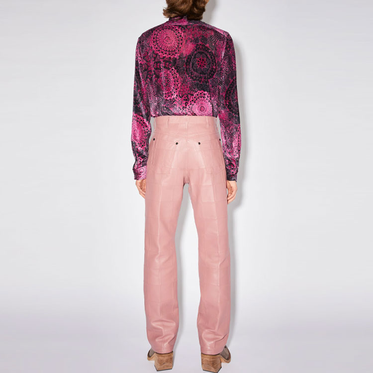 Shop 아크네 스튜디오 FW21 핑크 가죽 패치워크 캐주얼 팬츠 남성 BK0414-ADJ