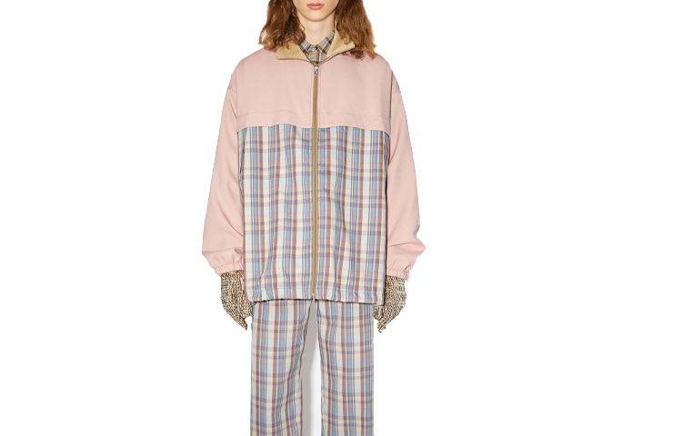 Acne Studios FW21 Plaid Patchwork Drawstring Jacket Pink B90565-CQU