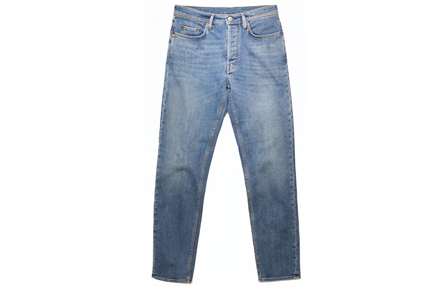 Acne Studios FW21 River Mid-Rise Slim Tapered Blue Denim Jeans for Men. B00174-863