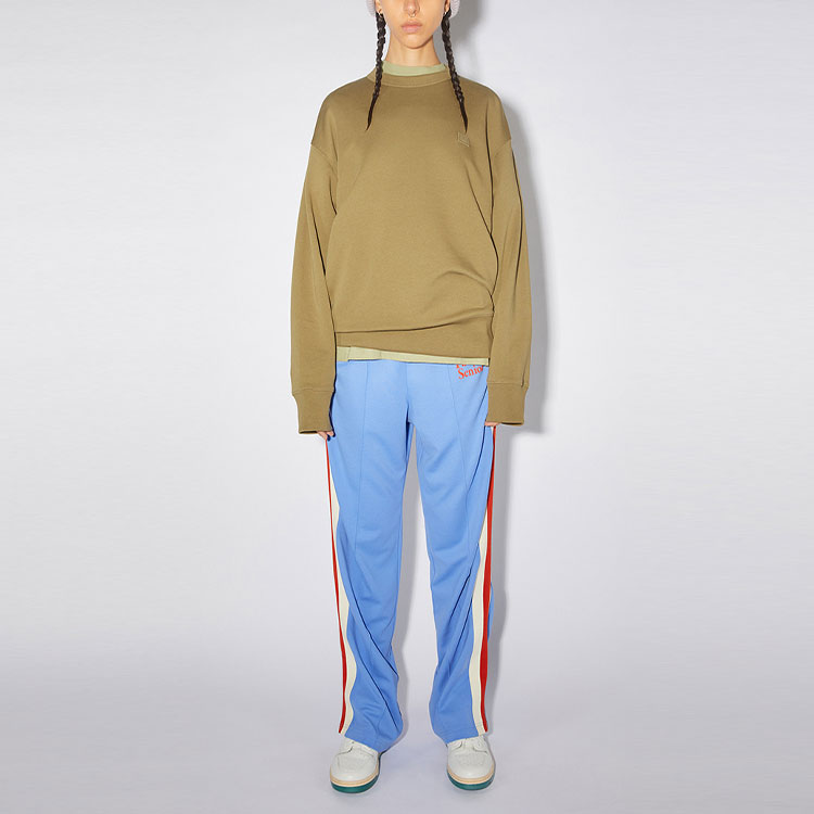 Lookbook Acne Studios 2021秋冬笑脸男女同款卡其色圆领卫衣. CI0088-ADU