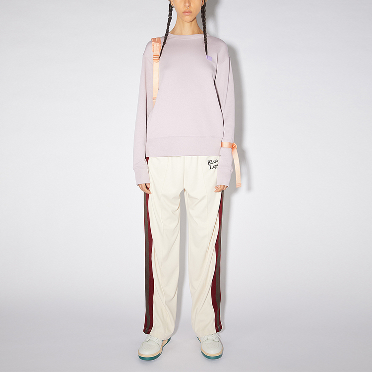 Shop Acne Studios FW21 Smiley Logo Crewneck Sweatshirt Unisex Ungu Muda. CI0089-ADK