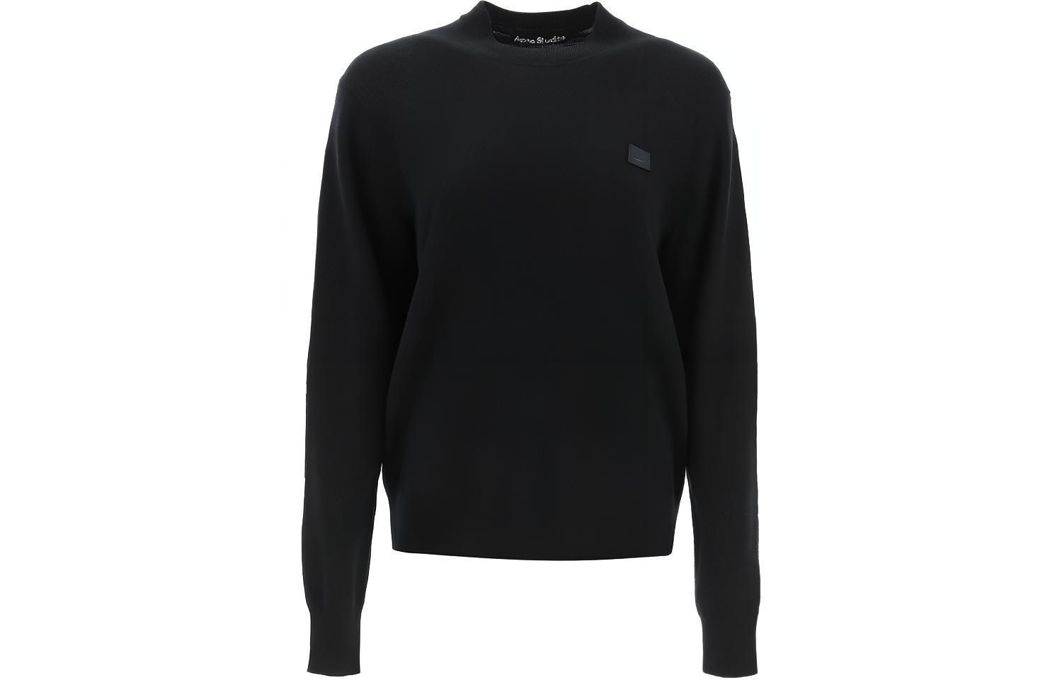 Acne Studios FW21 Smiley Wool Crewneck Sweater Unisex Black. C60042-900