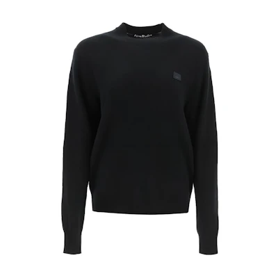 Acne Studios FW21 Smiley Wool Crewneck Sweater Unisex Black. C60042-900