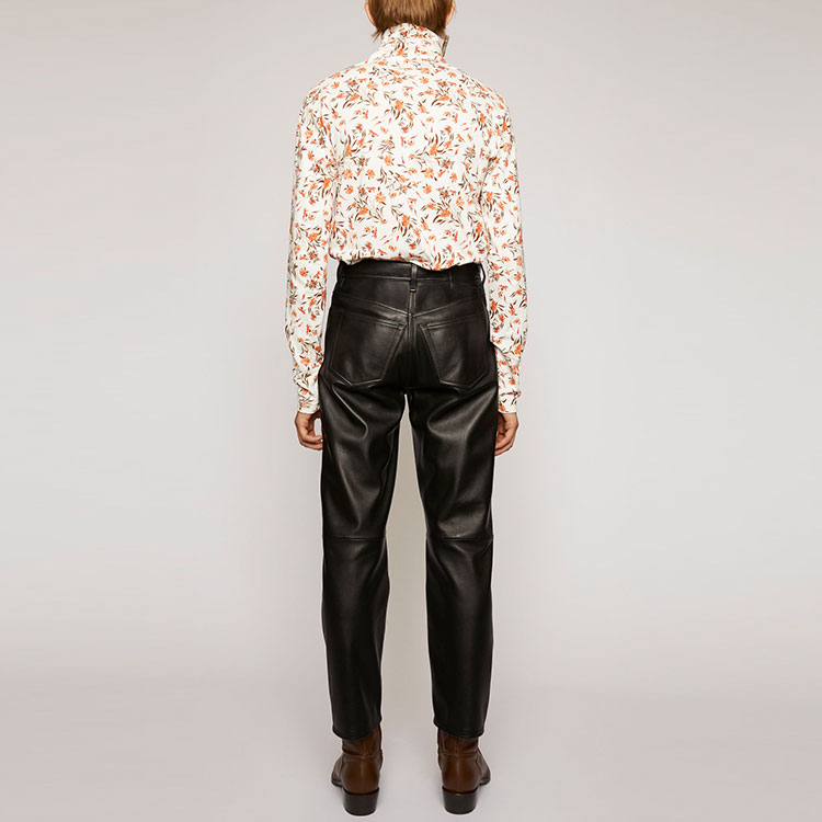 Shop Acne Studios FW21 Celana Panjang Hitam Mid-Rise Straight-Leg Kasual Pria BK0253-900