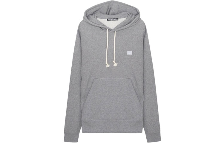 Acne Studios FW21 Solid Color Embroidered Face Drawstring Hoodie Grey Unisex CI0075-X92