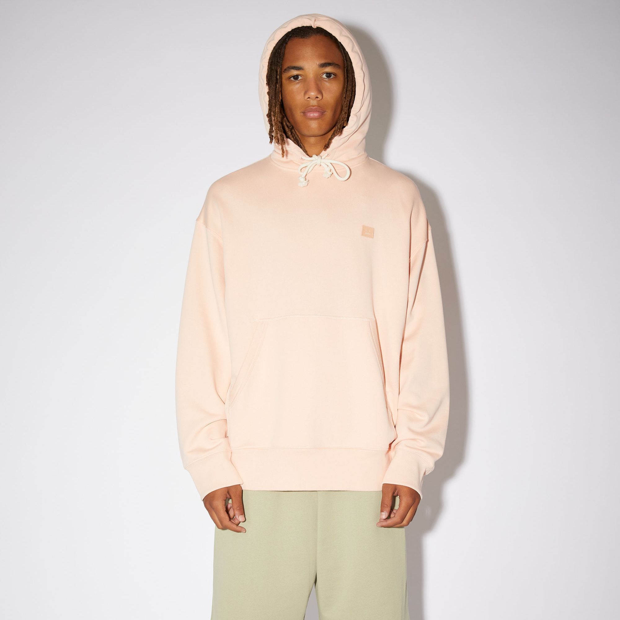 Details for 아크네 스튜디오 FW21 유니섹스 페이스 로고 핑크 코튼 후디 스웻셔츠 CI0079-AD5