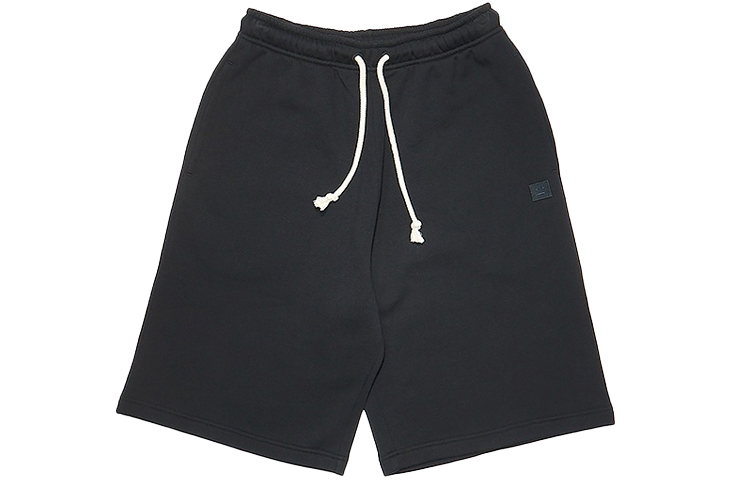 Acne Studios FW21 Unisex Loose Fit Cotton Fleece Drawstring Shorts Black CE0015-900