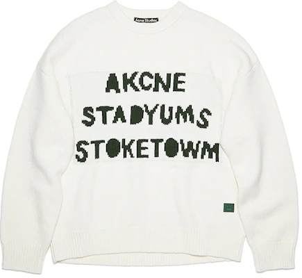 Acne Studios FW21 White Oversized Letter Print Wool Sweater Unisex. C60032-CON Order Acne Studios FW21 White Oversized Letter Print Wool Sweater Unisex. C60032-CON