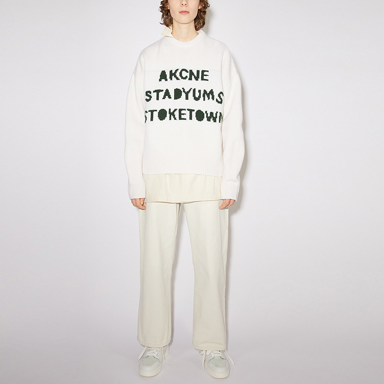 Acne Studios FW21 White Oversized Letter Print Wool Sweater Unisex. C60032-CON 圖 3