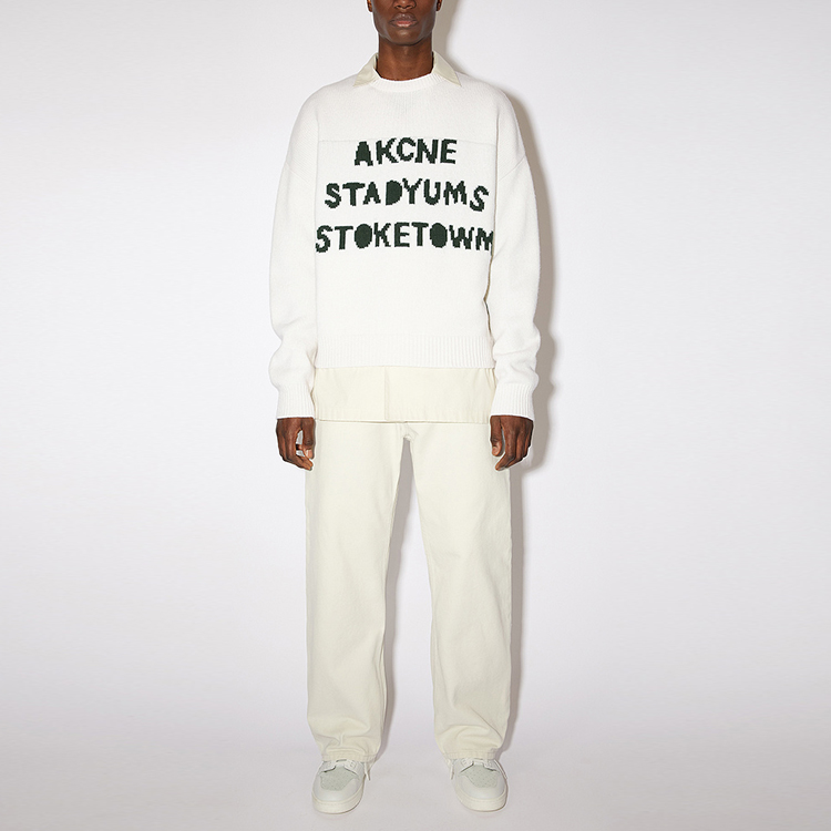 Acne Studios FW21 White Oversized Letter Print Wool Sweater Unisex. C60032-CON 圖 4